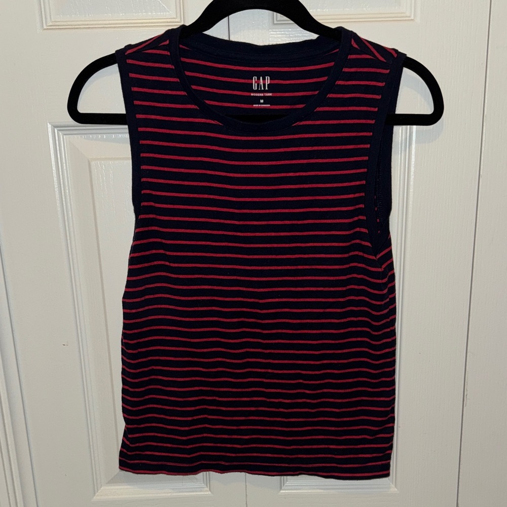 GAP Navy and Red Striped Sleeveless Tank